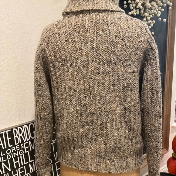 Patrick Malin Irish Wool Cable Knit Aran Fisherman’s Sweater Turtleneck Gray - Picture 3 of 4